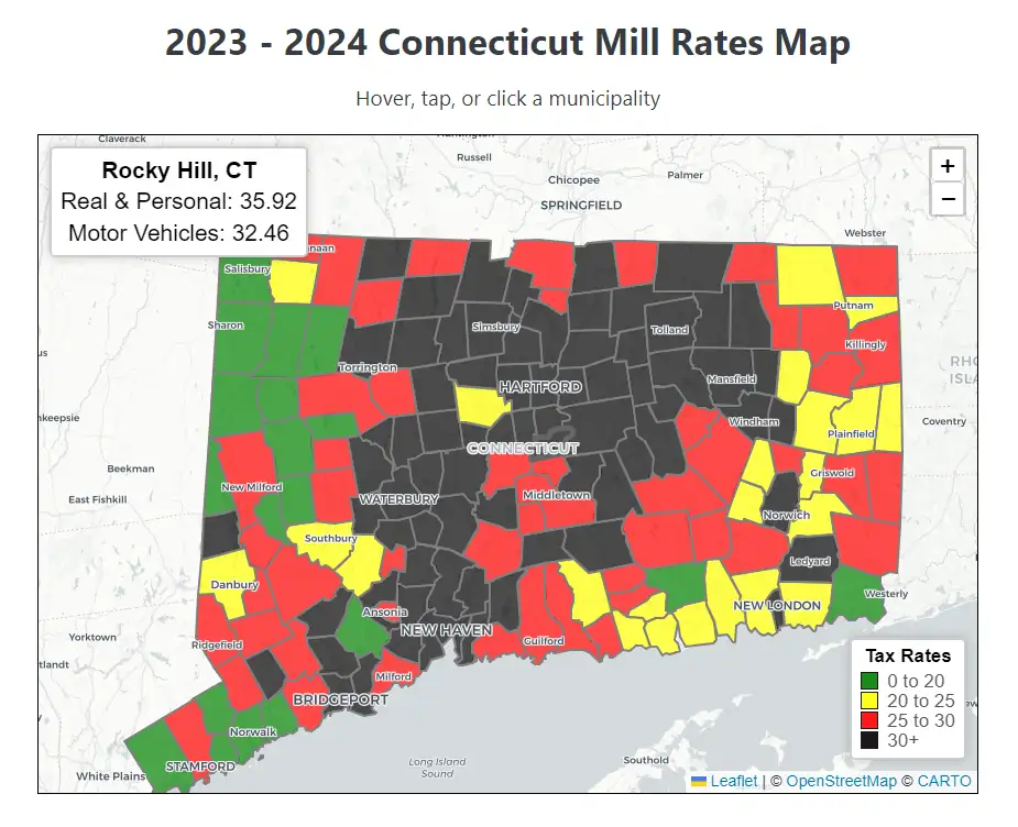 20232024 FY Connecticut Mill Property Tax Rates by Town CT Town