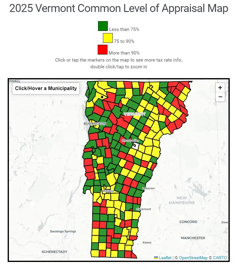 2025 Vermont Property Tax Rates By Town On A Map VT Tax Rates 2025.webp